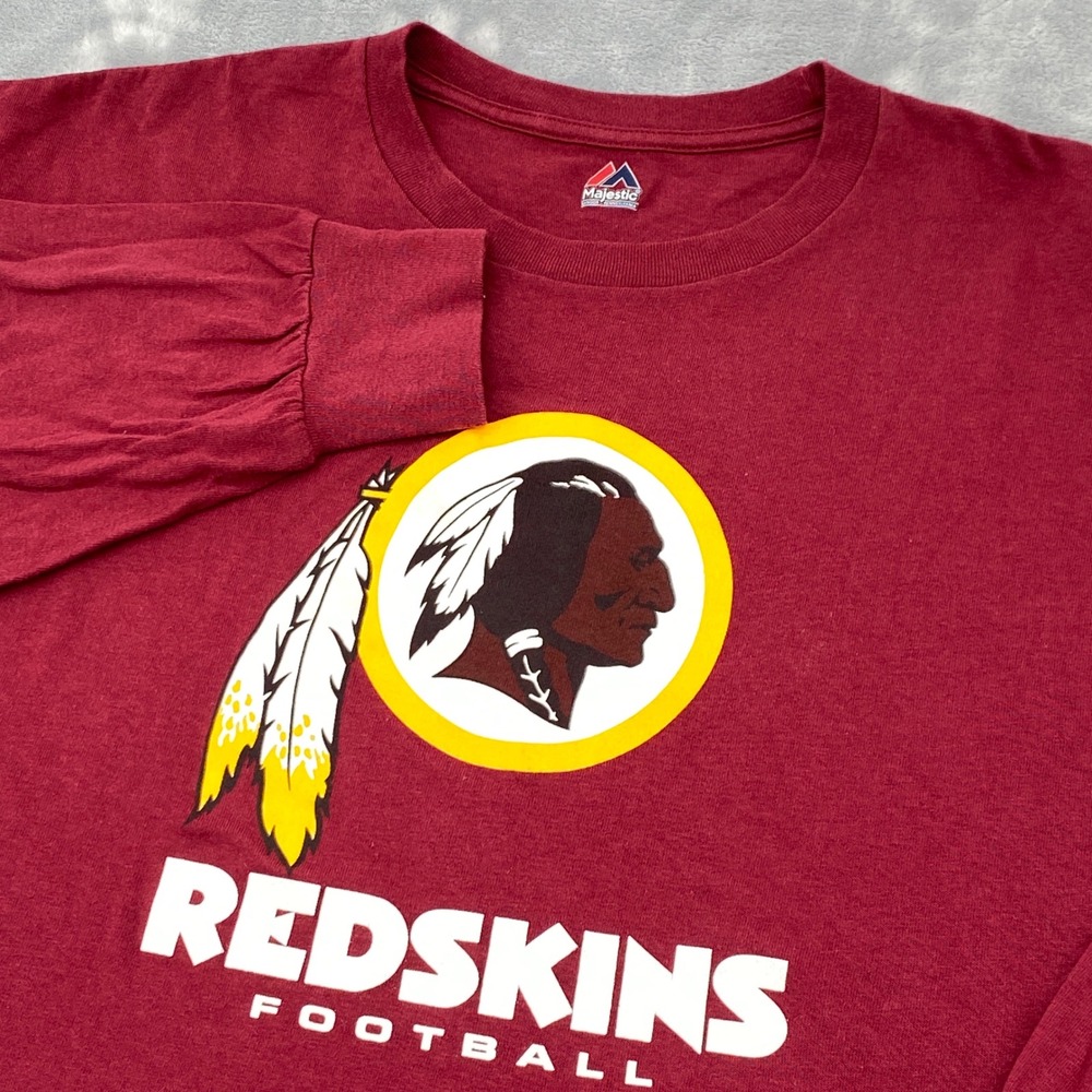 NFL Washington Redskins Mens 2XL Long Sleeve Graphic T-Shirt Burgundy Majestic